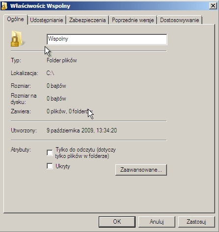 Udostepnianie dysku Windows 7 