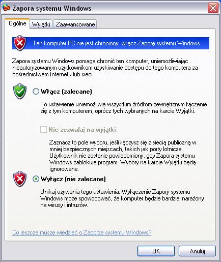 Uruchomienie usługi zapora systemu Windows